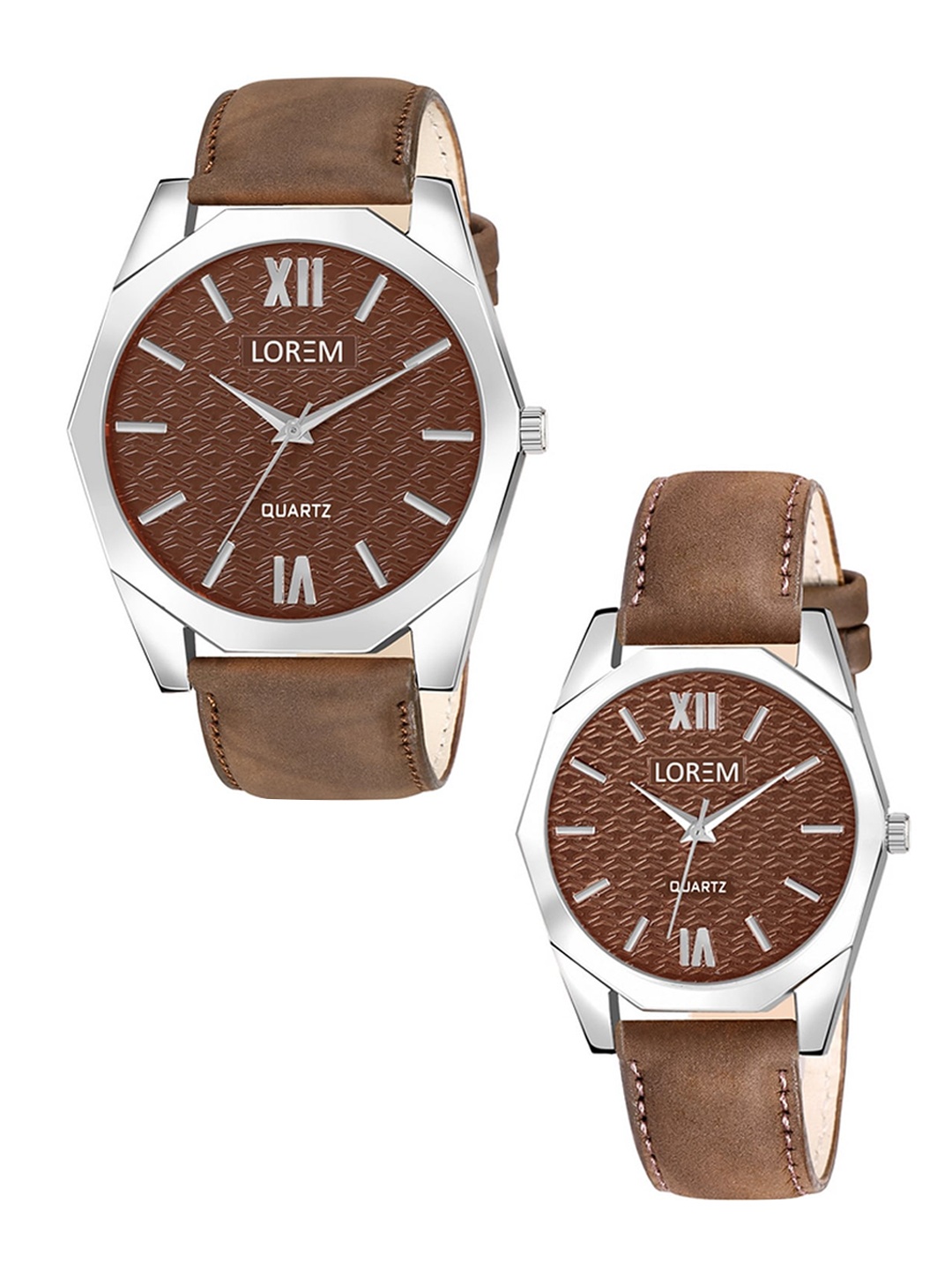 

LOREM Unisex Set Of 2 Straps Analogue Watch LR85-LR332-CM, Brown