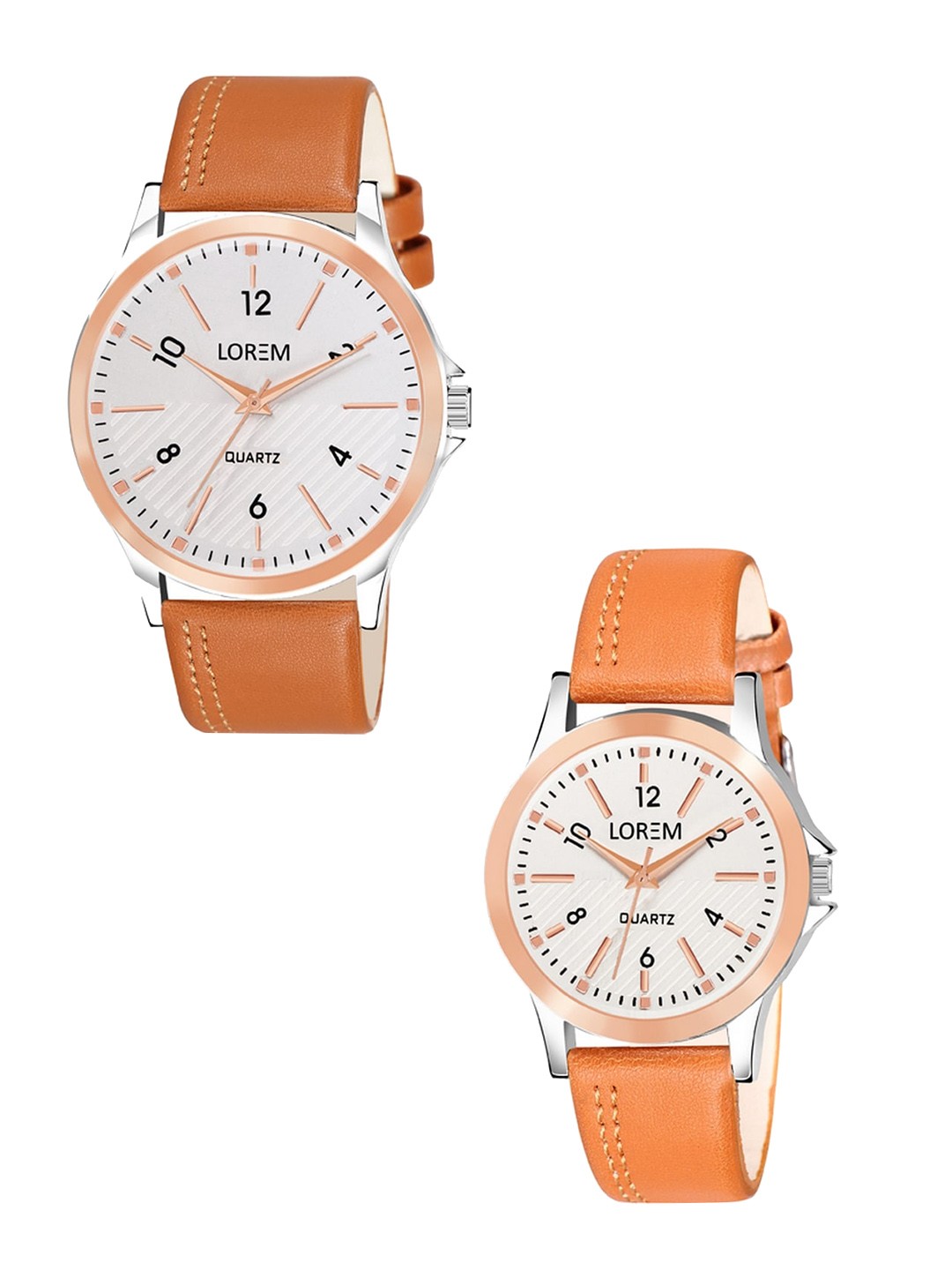 

LOREM Unisex Set Of 2 Embellished Dial & Straps Analogue Watch LR94-LR341-CM, White