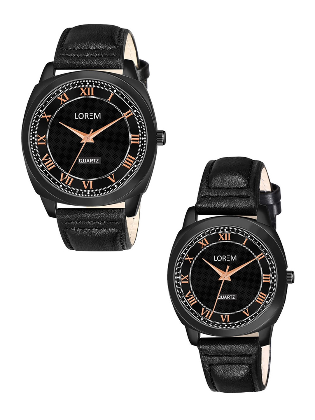 

LOREM Unisex Set Of 2 Wrap Around Straps Analogue Watch LR87-LR334-CM, Black