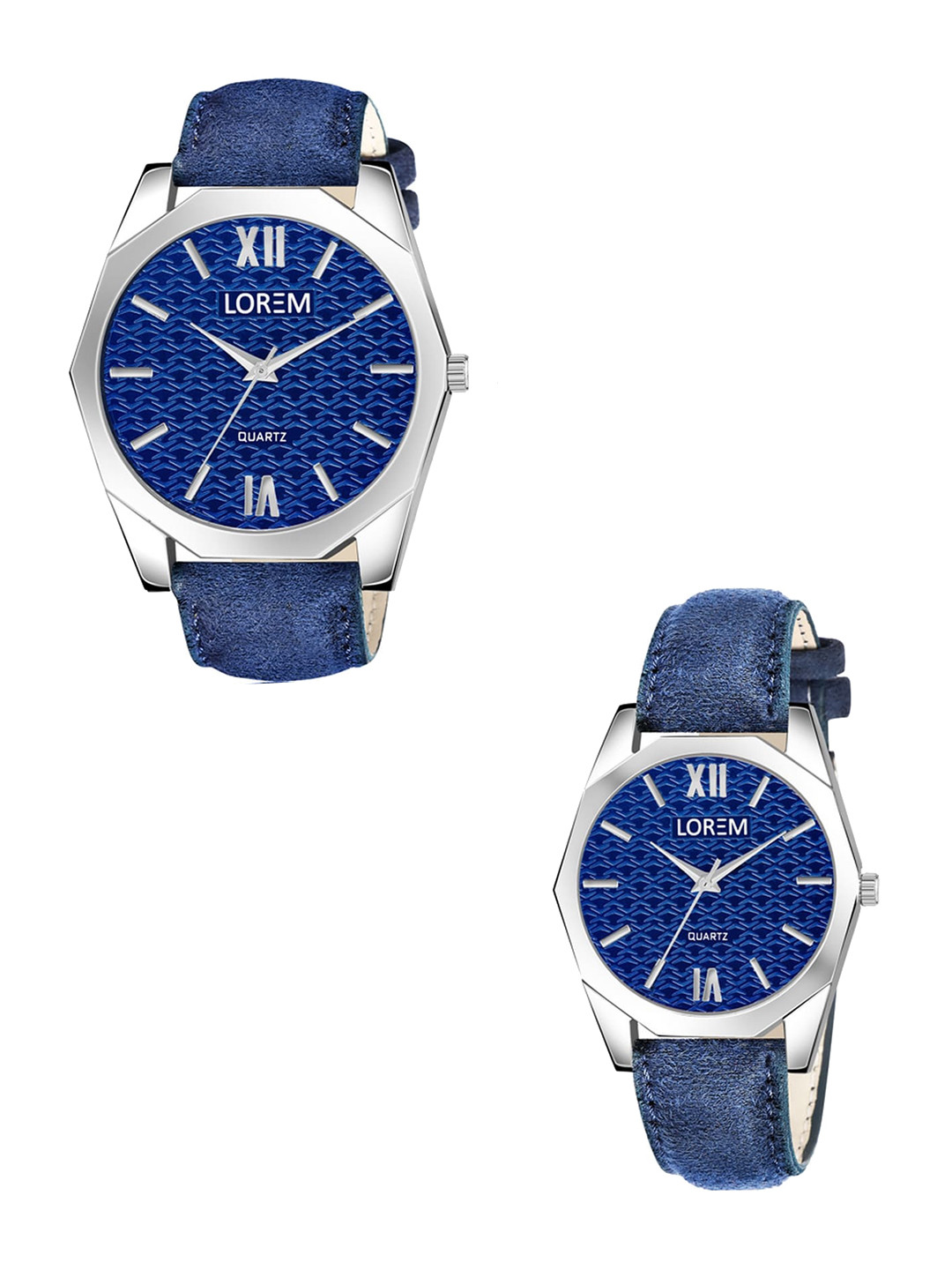 

LOREM Unisex Set Of 2 Embellished Dial & Straps Analogue Watch LR86-LR333-CM, Blue