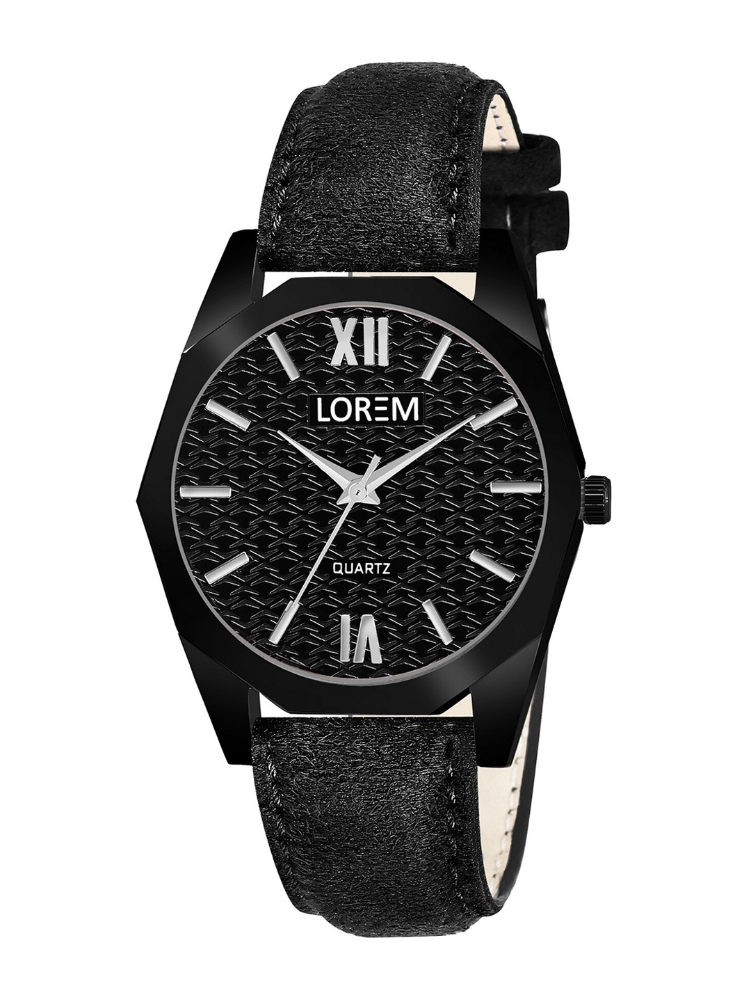 

LOREM Women Textured Straps Reset Time Analogue Watch LR329-CM, Black