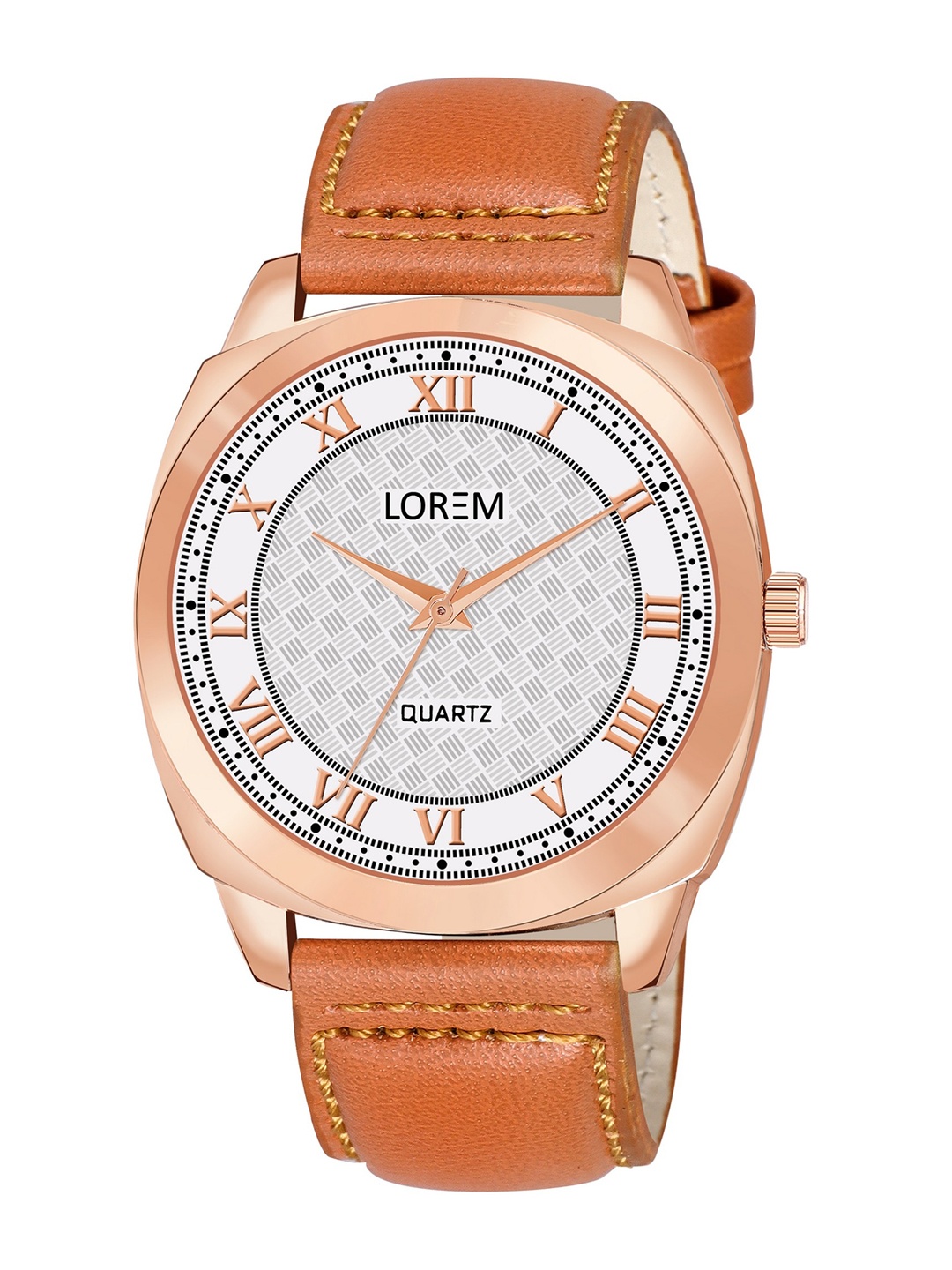 

LOREM Men Embellished Dial & Orange Straps Analogue Watch LR90-CM, Silver