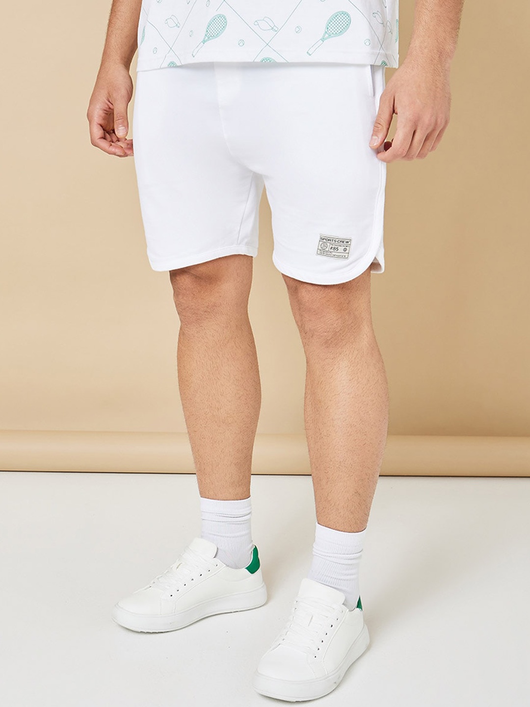 

Styli Men White Running Mid-Rise Pure Cotton Shorts