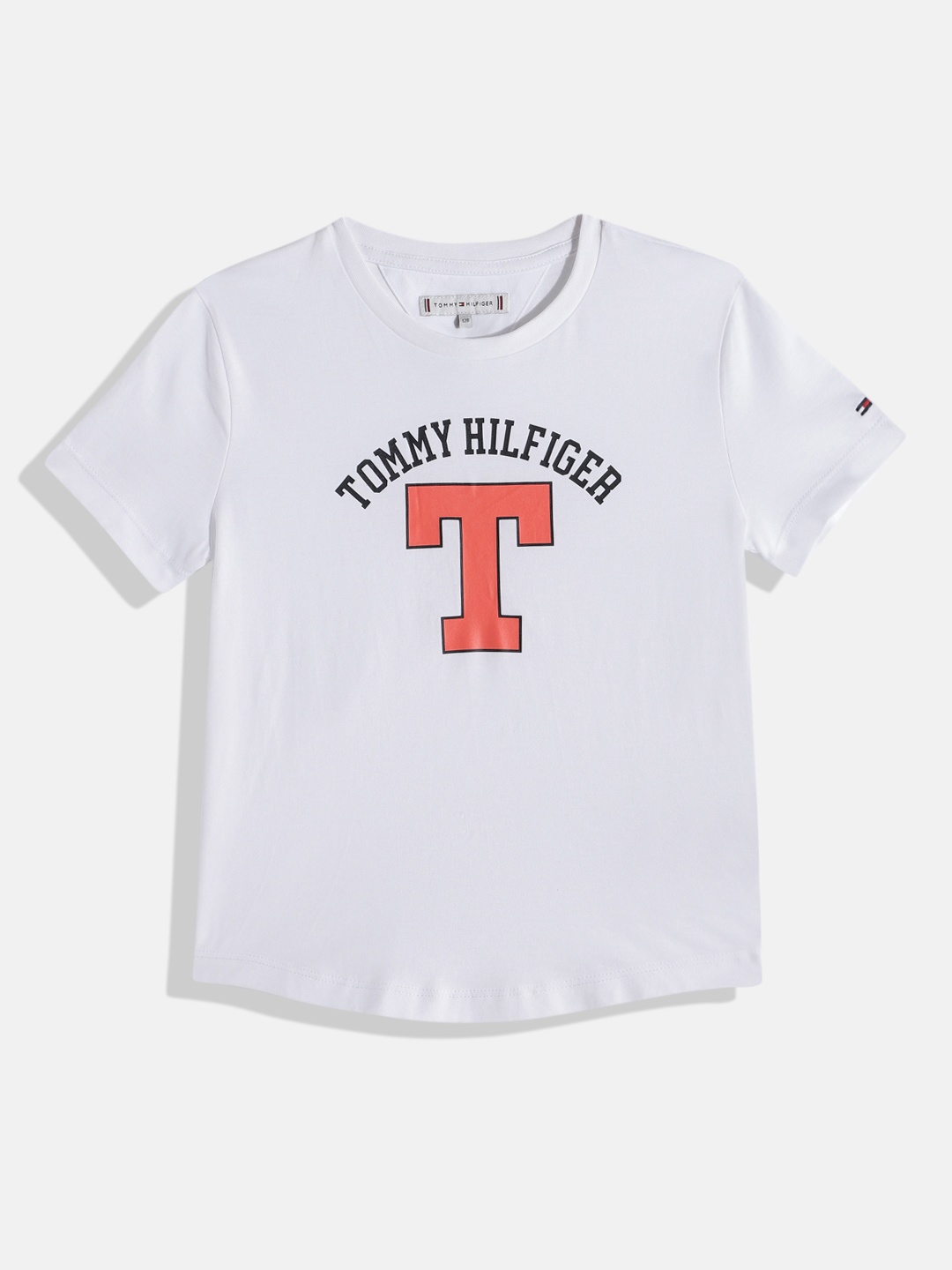 

Tommy Hilfiger Girls Brand Logo Printed Pure Cotton T-shirt, White