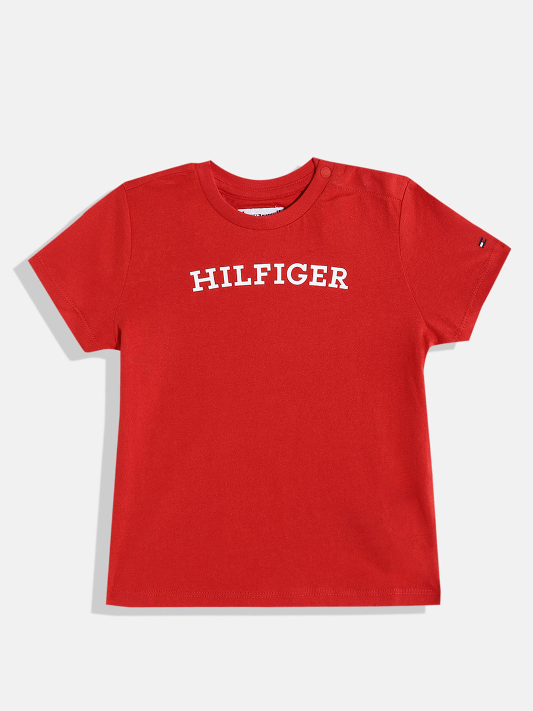 

Tommy Hilfiger Girls Brand Logo Printed Pure Cotton T-shirt, Red