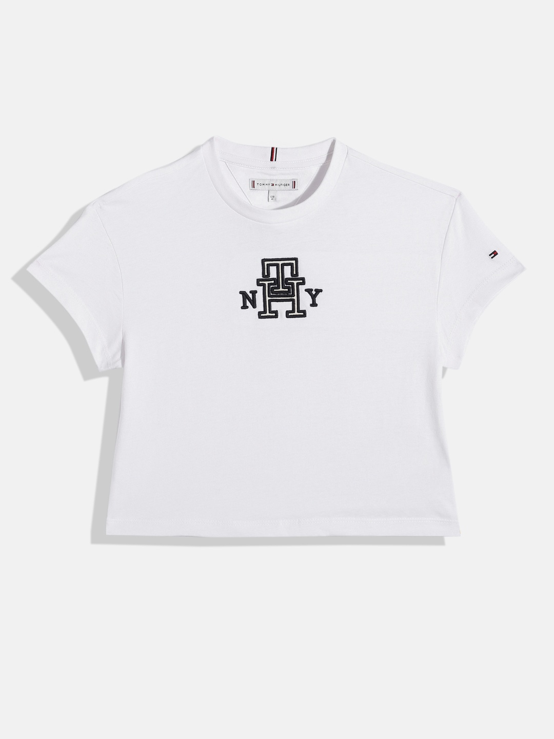 

Tommy Hilfiger Girls Brand Logo Embroidery Pure Cotton T-shirt, White