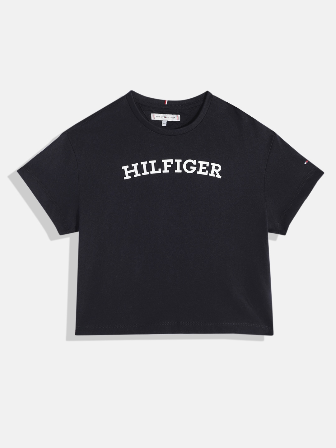 

Tommy Hilfiger Girls Brand Logo Rubber Print Pure Cotton T-shirt, Navy blue