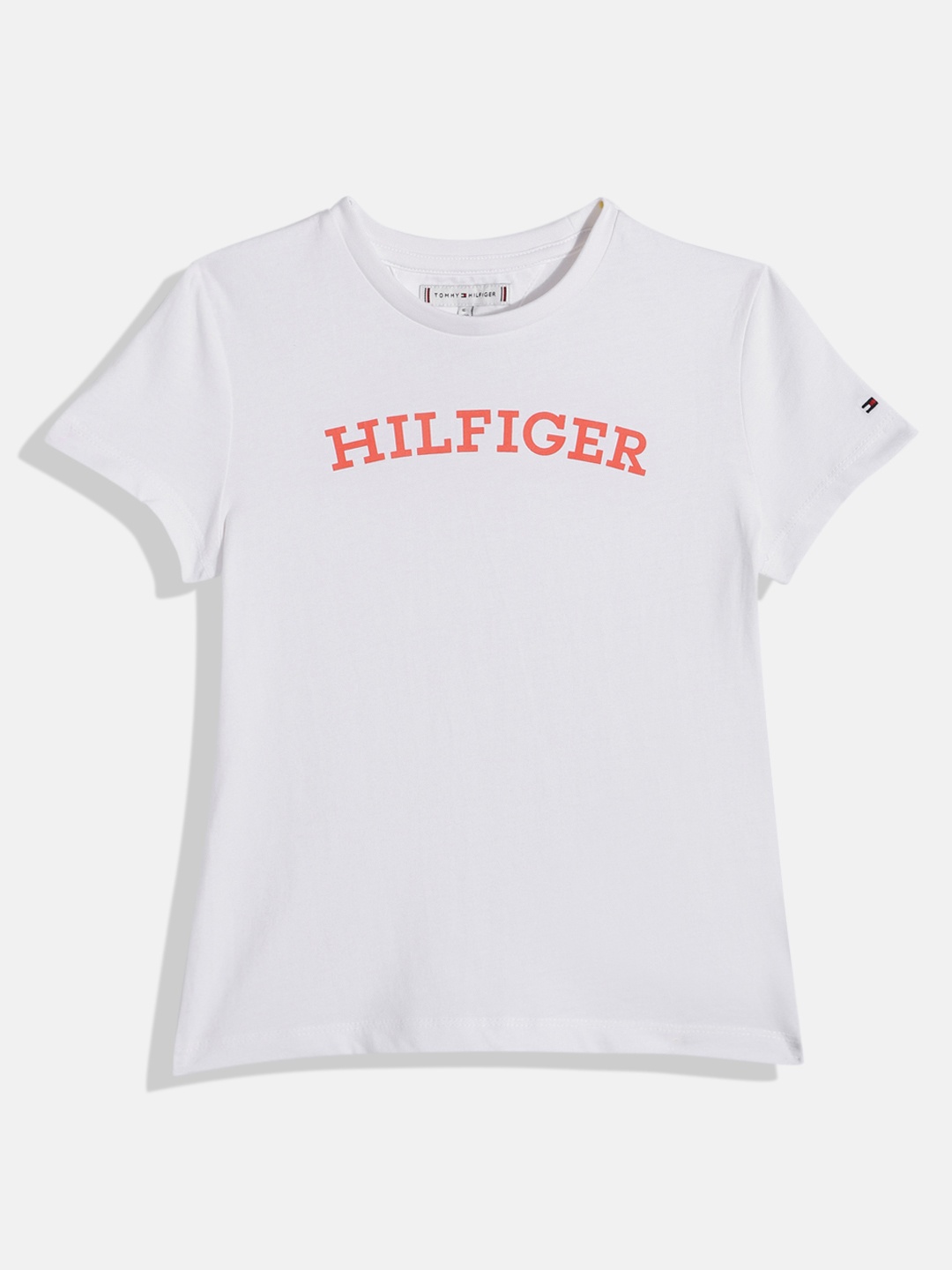 

Tommy Hilfiger Girls Brand Logo Printed Pure Cotton T-shirt, White