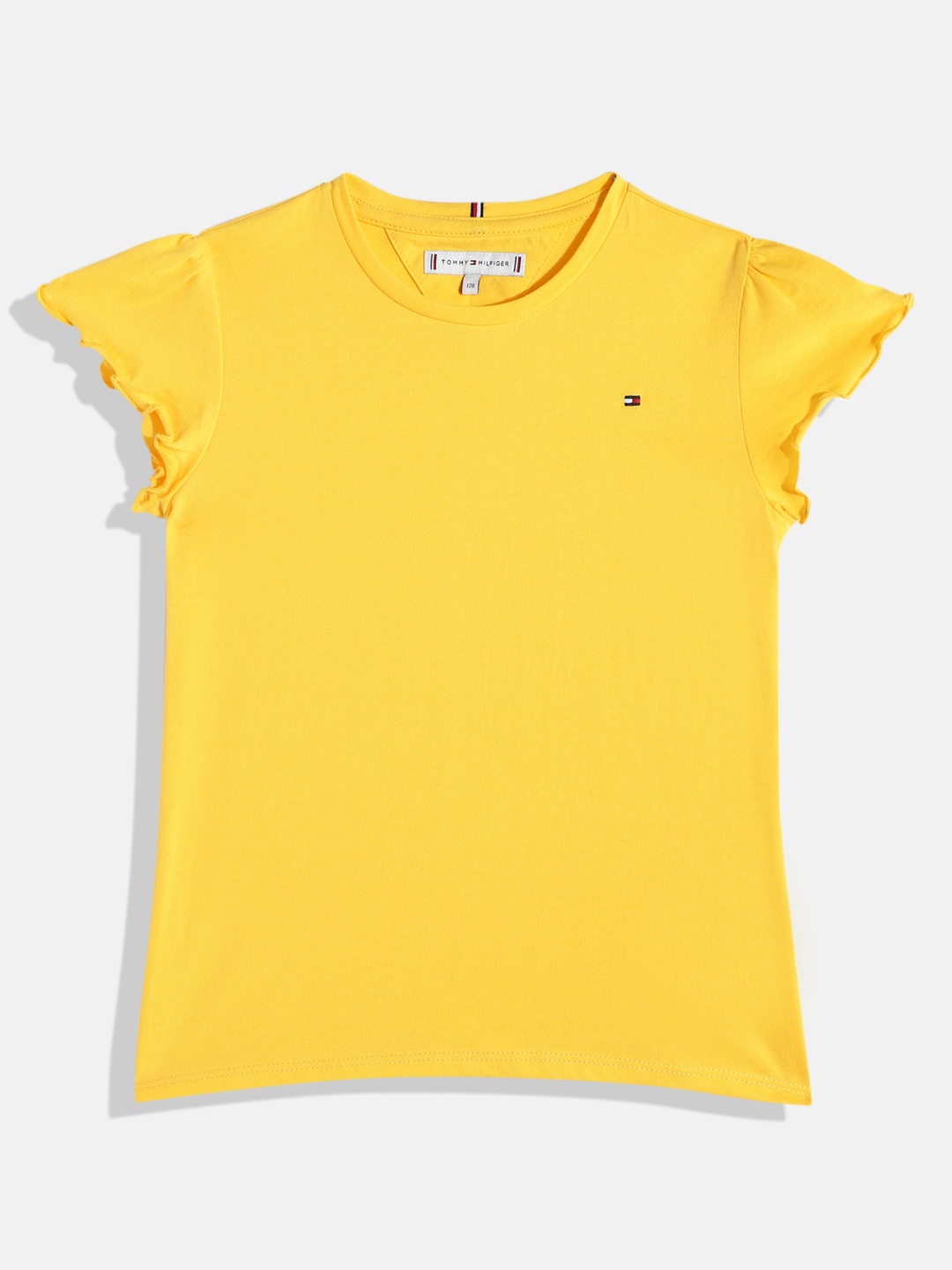 

Tommy Hilfiger Girls Solid Cap Sleeves Knitted Regular Top, Yellow