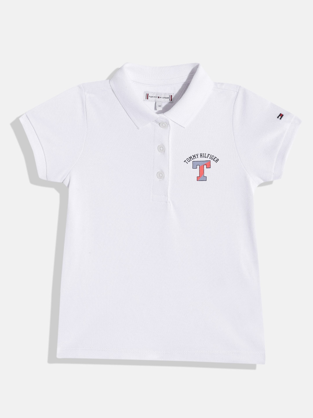 

Tommy Hilfiger Girls Brand Logo Printed Detail Polo Collar T-shirt, White