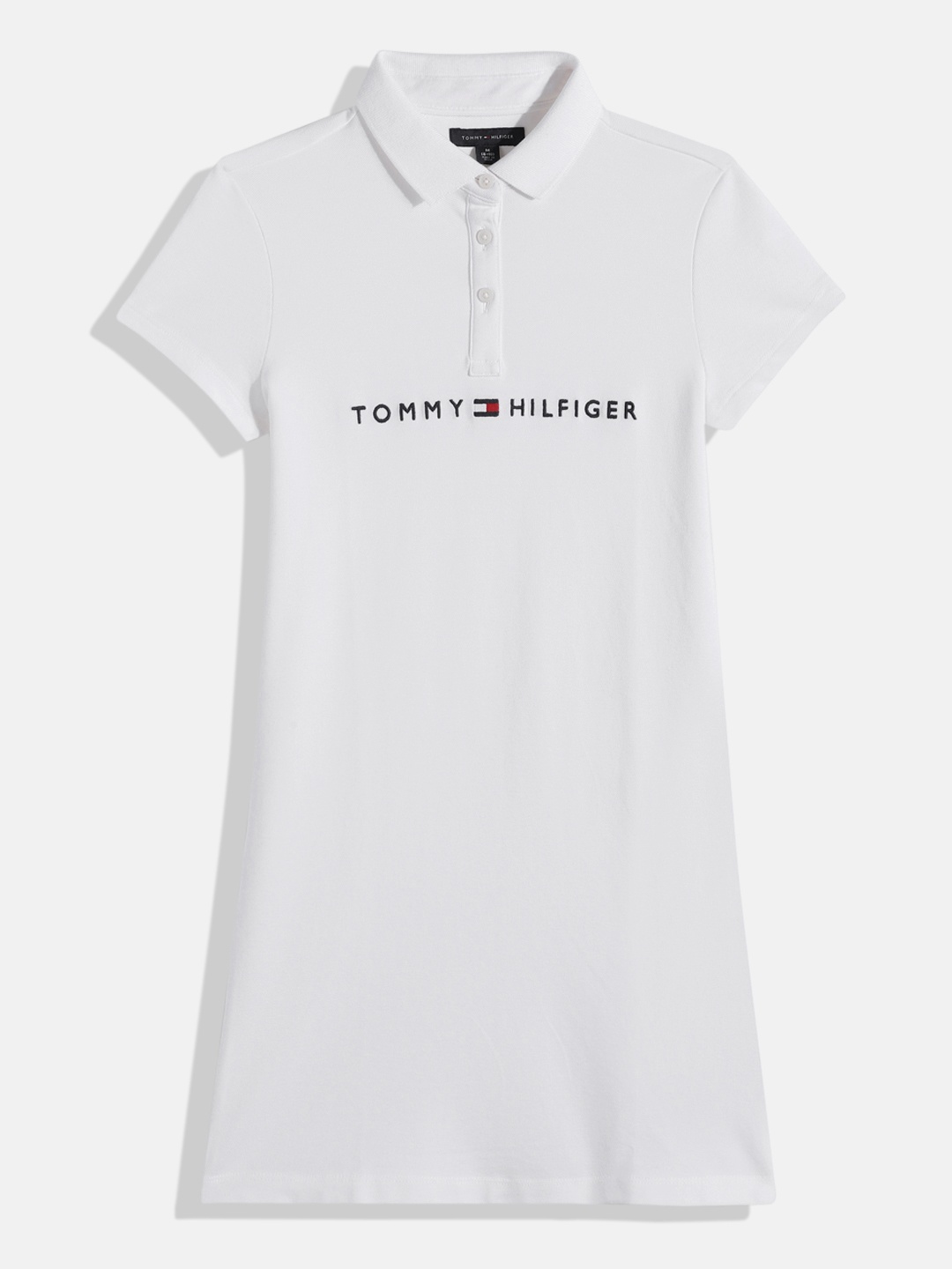 

Tommy Hilfiger Brand Logo Embroidered Polo Collar T-shirt Dress, White