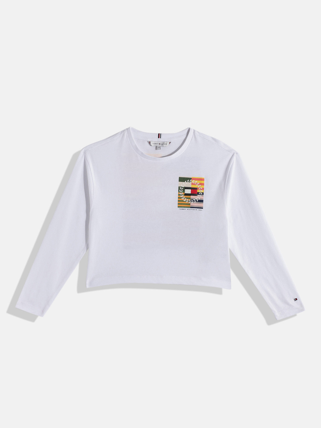 

Tommy Hilfiger Girls Brand Logo Printed Pure Cotton Cropped T-shirt, White