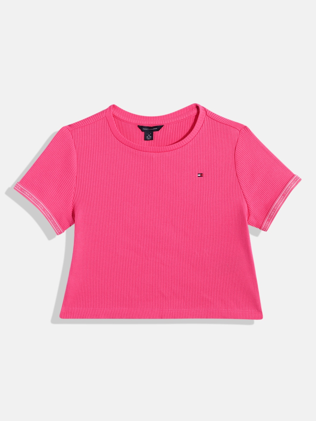 

Tommy Hilfiger Girls Solid Ribbed T-shirt, Pink