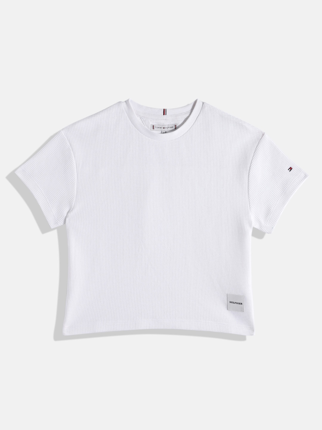 

Tommy Hilfiger Girls Self Design Pure Cotton T-shirt, White