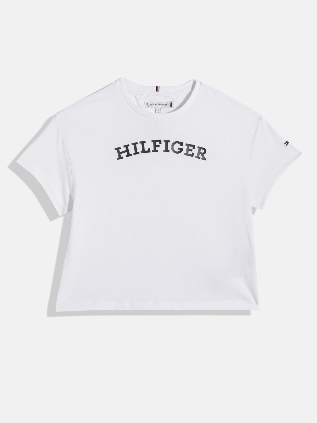 

Tommy Hilfiger Girls Brand Logo Rubber Print Pure Cotton T-shirt, White