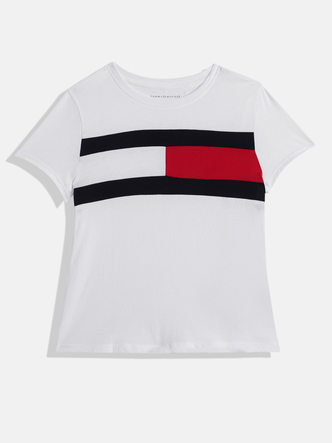 

Tommy Hilfiger Girls Colourblocked Pure Cotton T-shirt, White