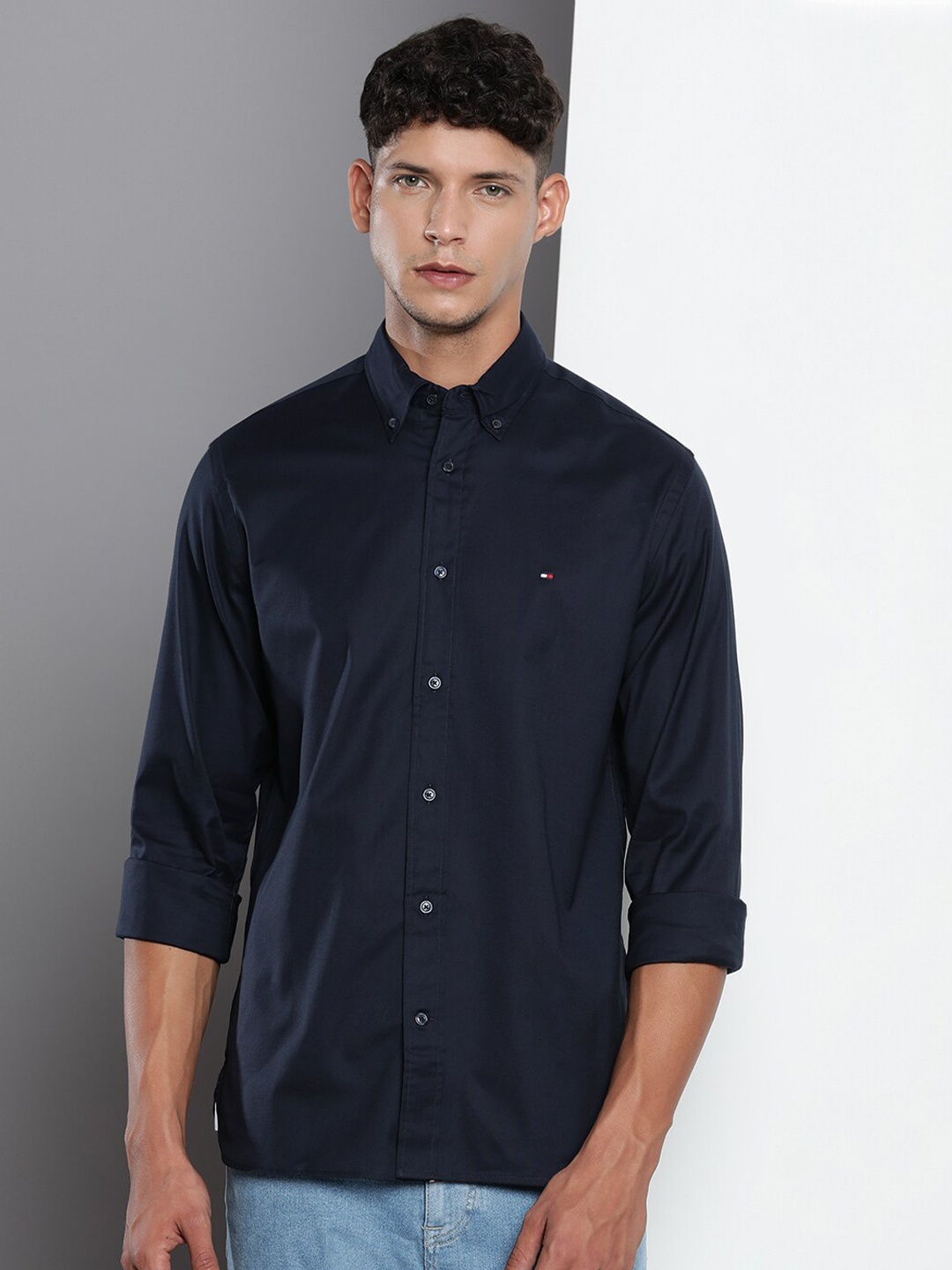 

Tommy Hilfiger Button Down Collar Regular Fit Casual Shirt, Blue