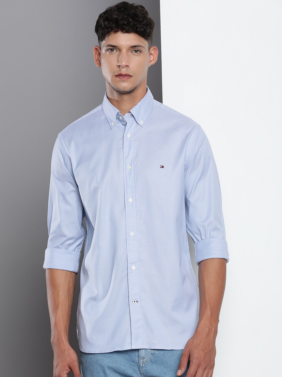 

Tommy Hilfiger Button Down Collar Regular Fit Casual Shirt, Blue