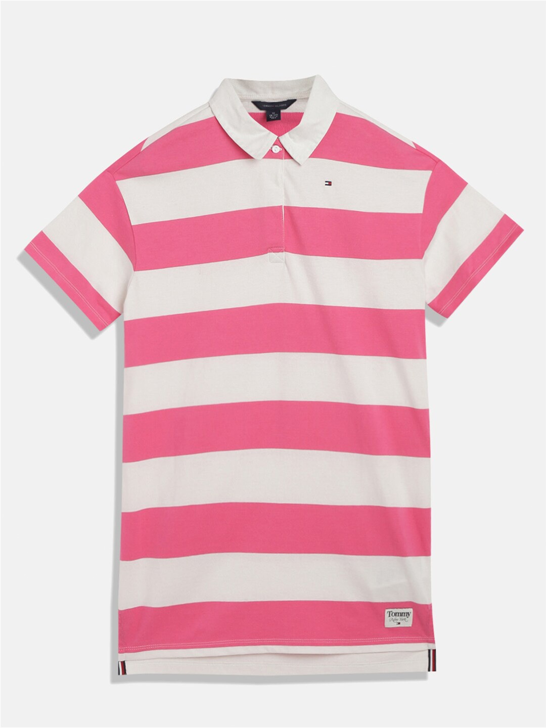 

Tommy Hilfiger Girls Striped Polo Collar Pure Cotton T-shirt, Pink