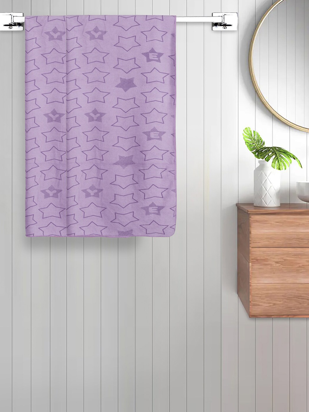 

FABINALIV Kids 2-Pcs Purple Printed 350 GSM Cotton Bath Towels