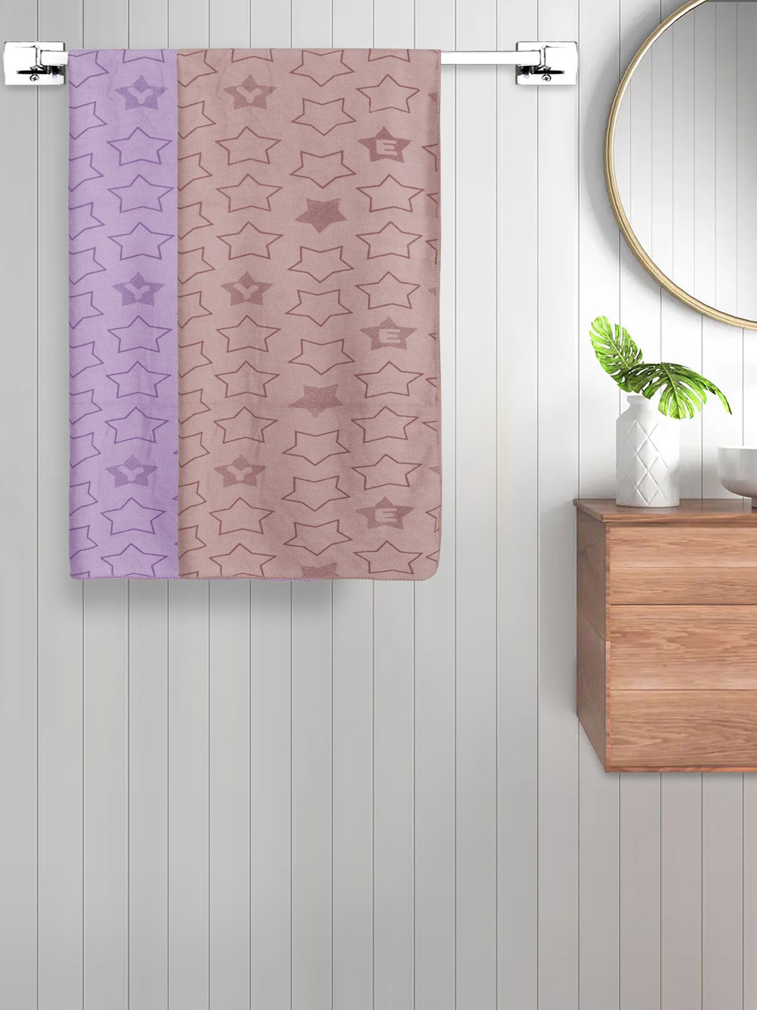 

FABINALIV 2-Pcs Purple & Brown Printed 350 GSM Cotton Bath Towels