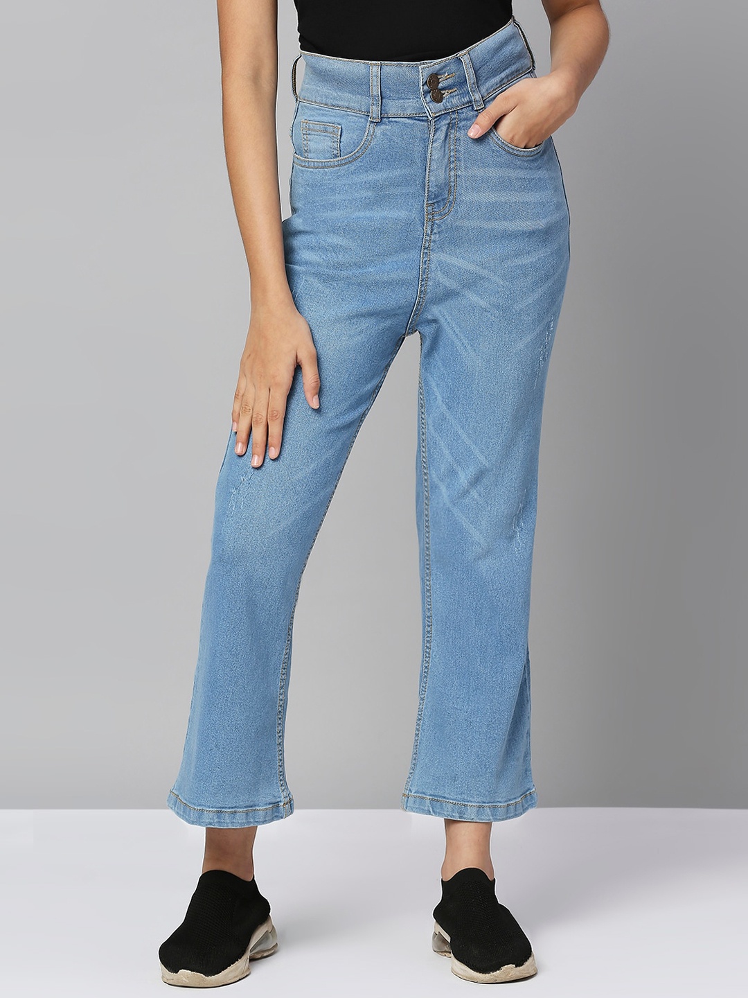 

JUSTICE Girls Flared Stretchable Clean Look Jeans, Blue