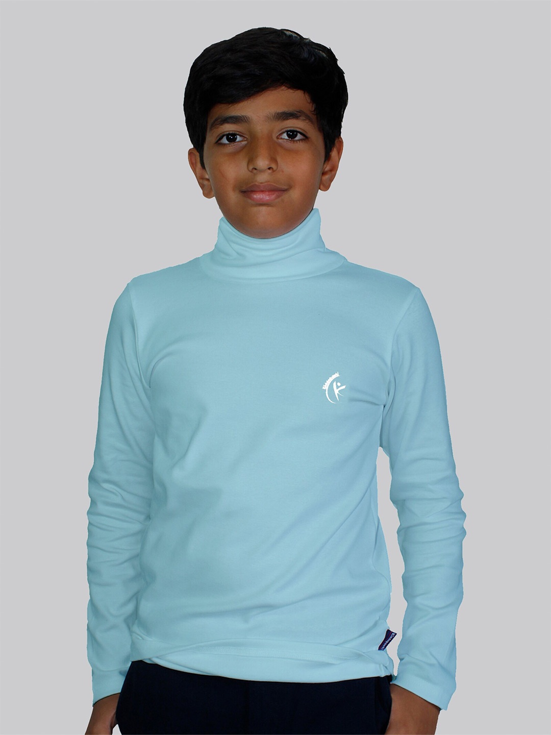 

KiddoPanti Unisex Kids High Neck Pure Cotton T-shirt, Blue