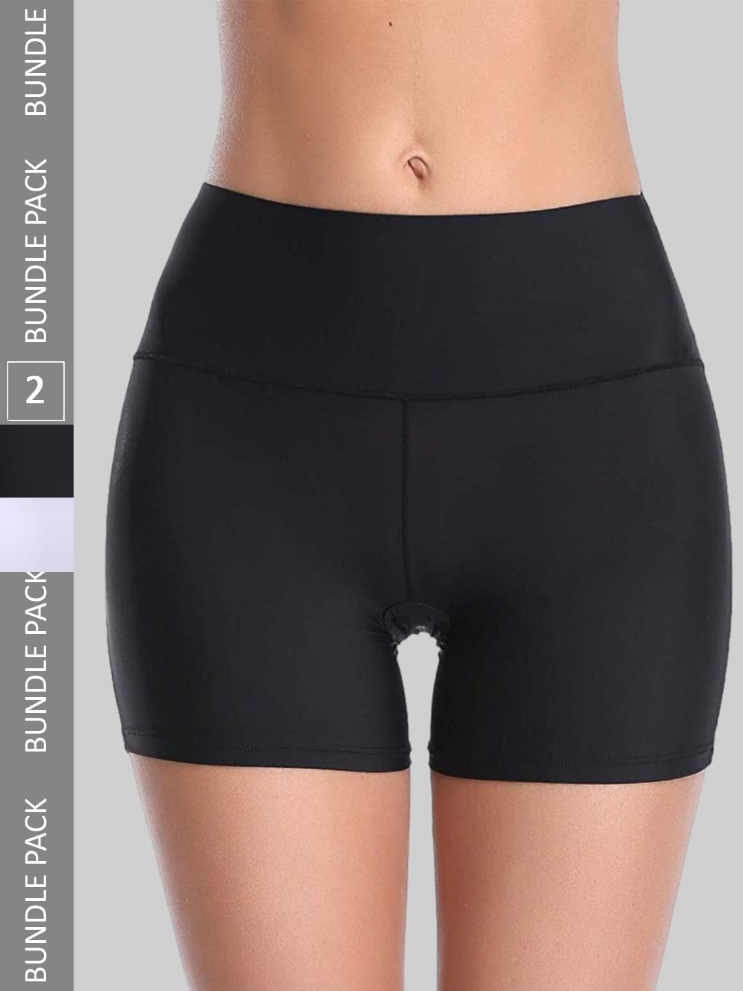 

PLUMBURY Women Pack Of 2 Slim Fit High-Rise Rapid-Dry Cycling Sports Shorts, Black