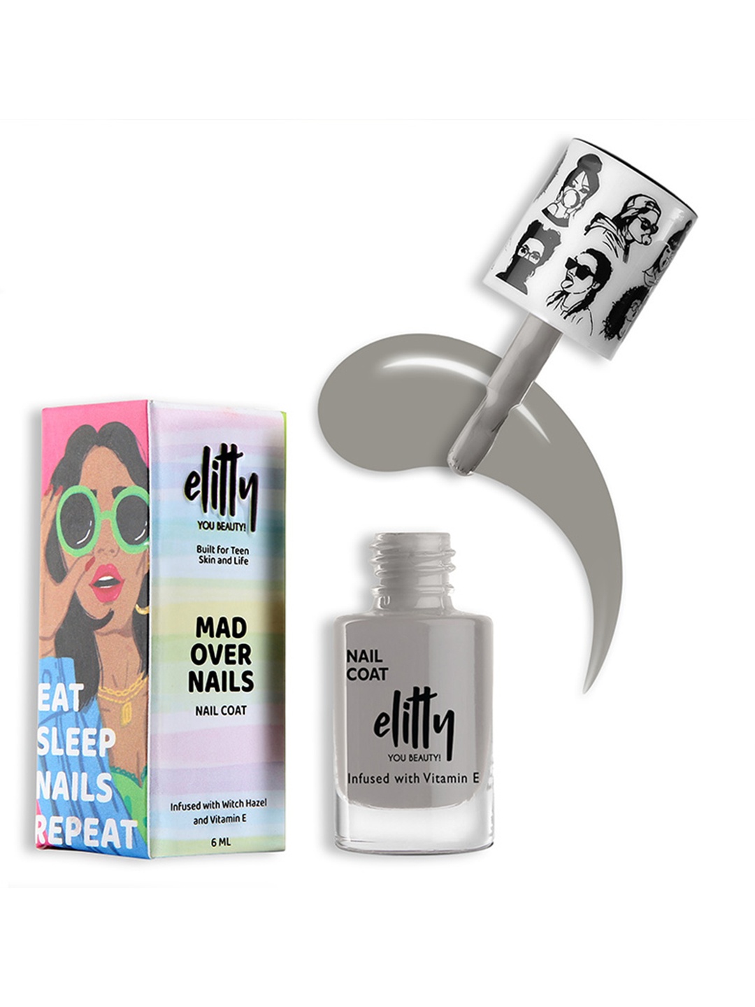 

Elitty Mad Over Nails Long Lasting Nail Coat - 6ml - Soft Serve, Grey
