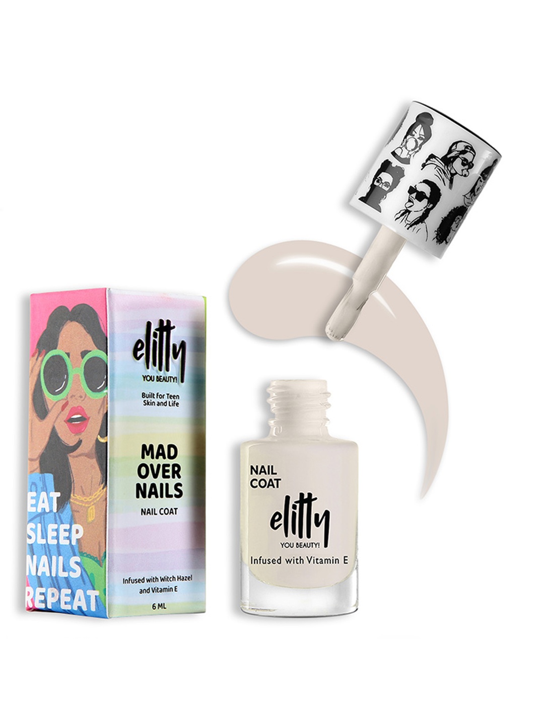 

Elitty Mad Over-Long Lasting Infused with Witch Hazel Nail Polish-6ml-Ivory, Cream