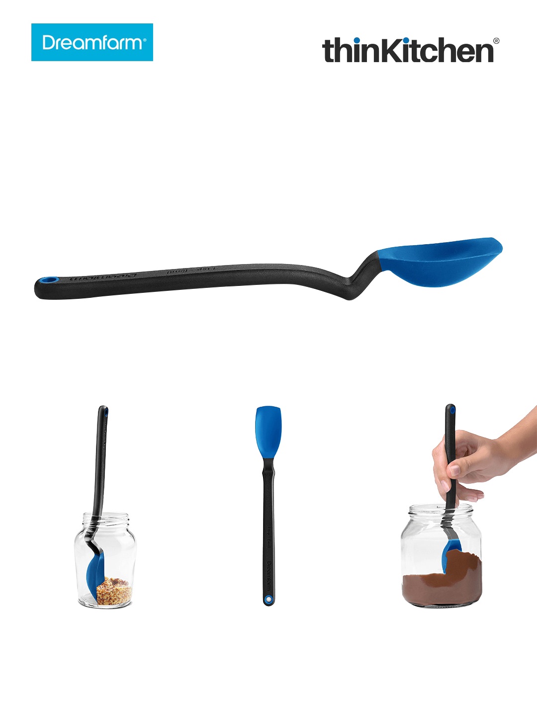 

Dreamfarm Blue & Black Dishwasher Safe Silicone Spadle