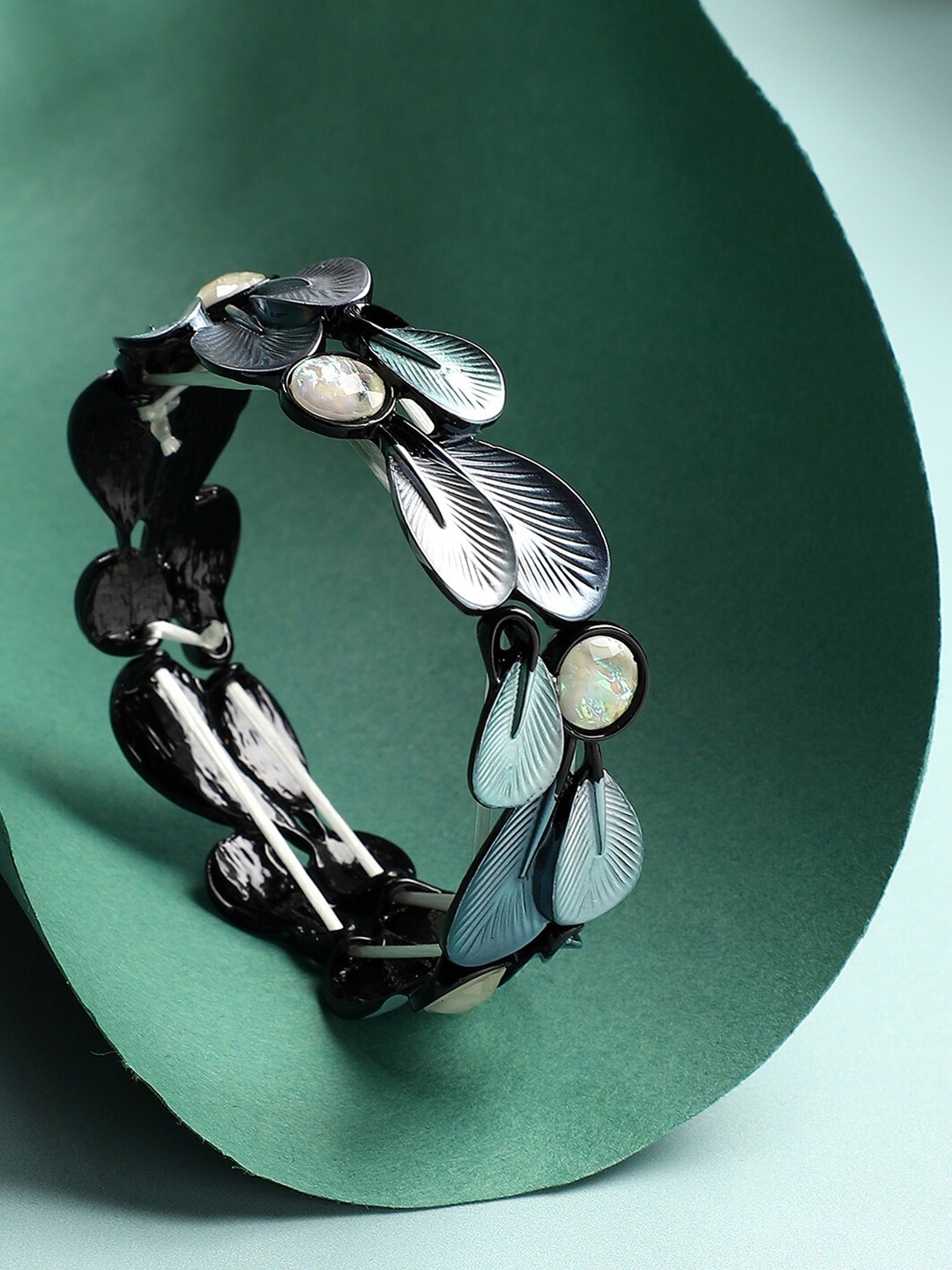 

SOHI Stone Studded Elasticated Bracelet, Black