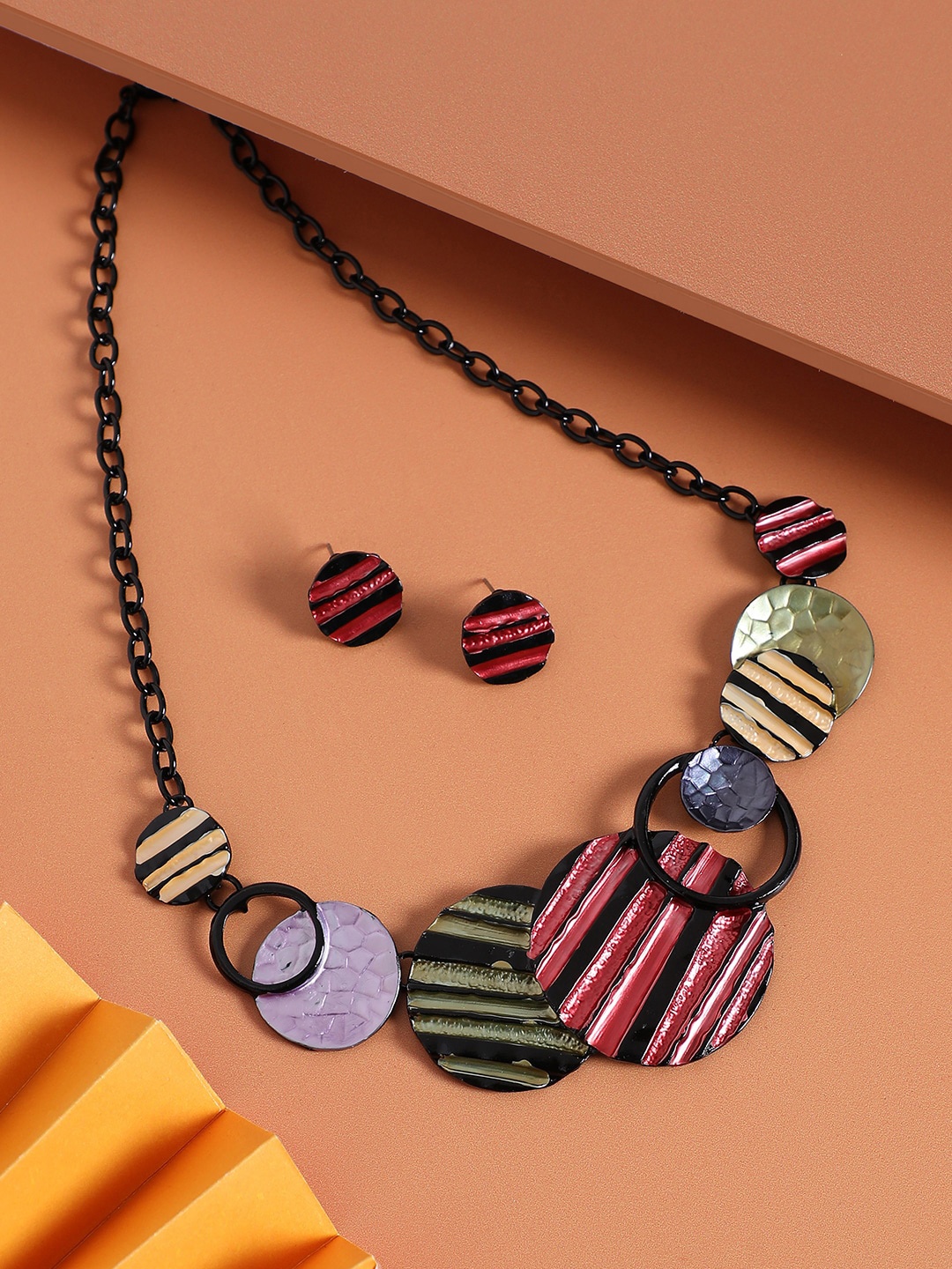 

SOHI Textured Circular Jewellery Set, Yellow