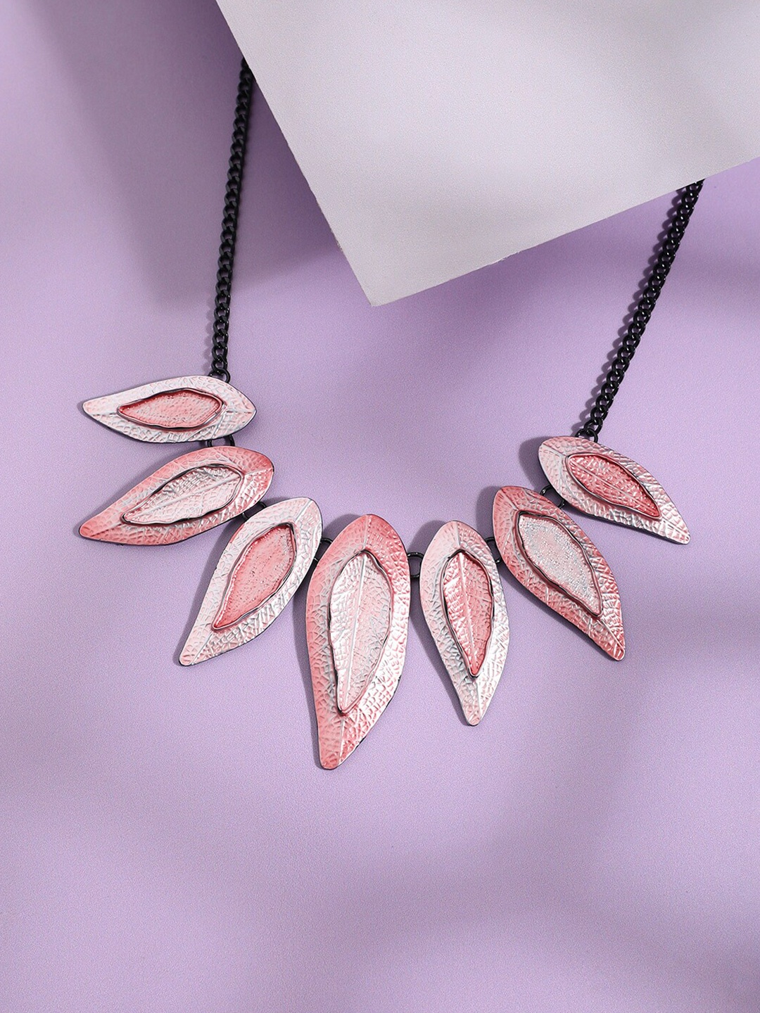 

SOHI Leaf Shaped Statment Necklace, Pink