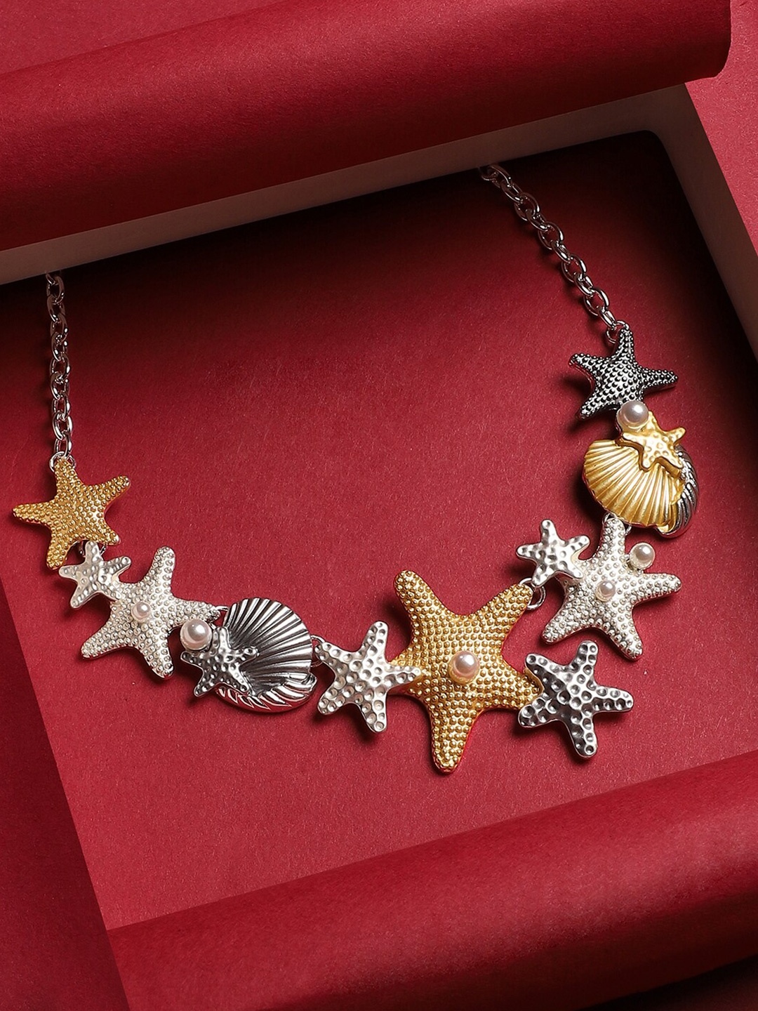 

SOHI Silver-Plated Starfish Beaded Necklace