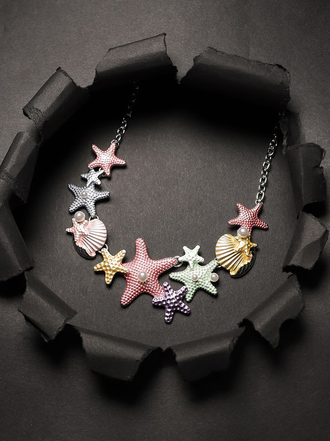 

SOHI Silver-Plated Starfish Beaded Necklace