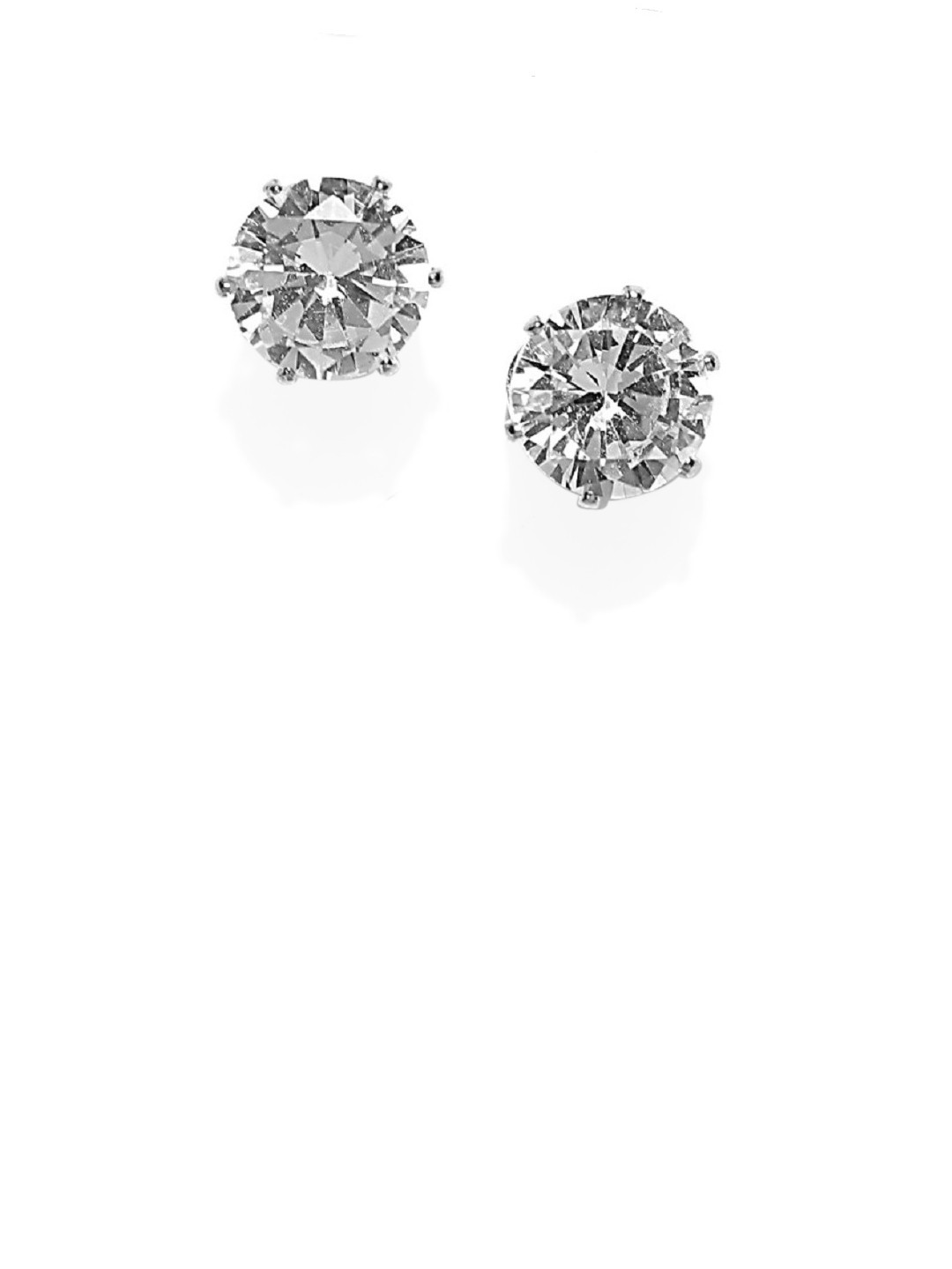 

OOMPH Silver-Toned & White Circular Zirconia Studs