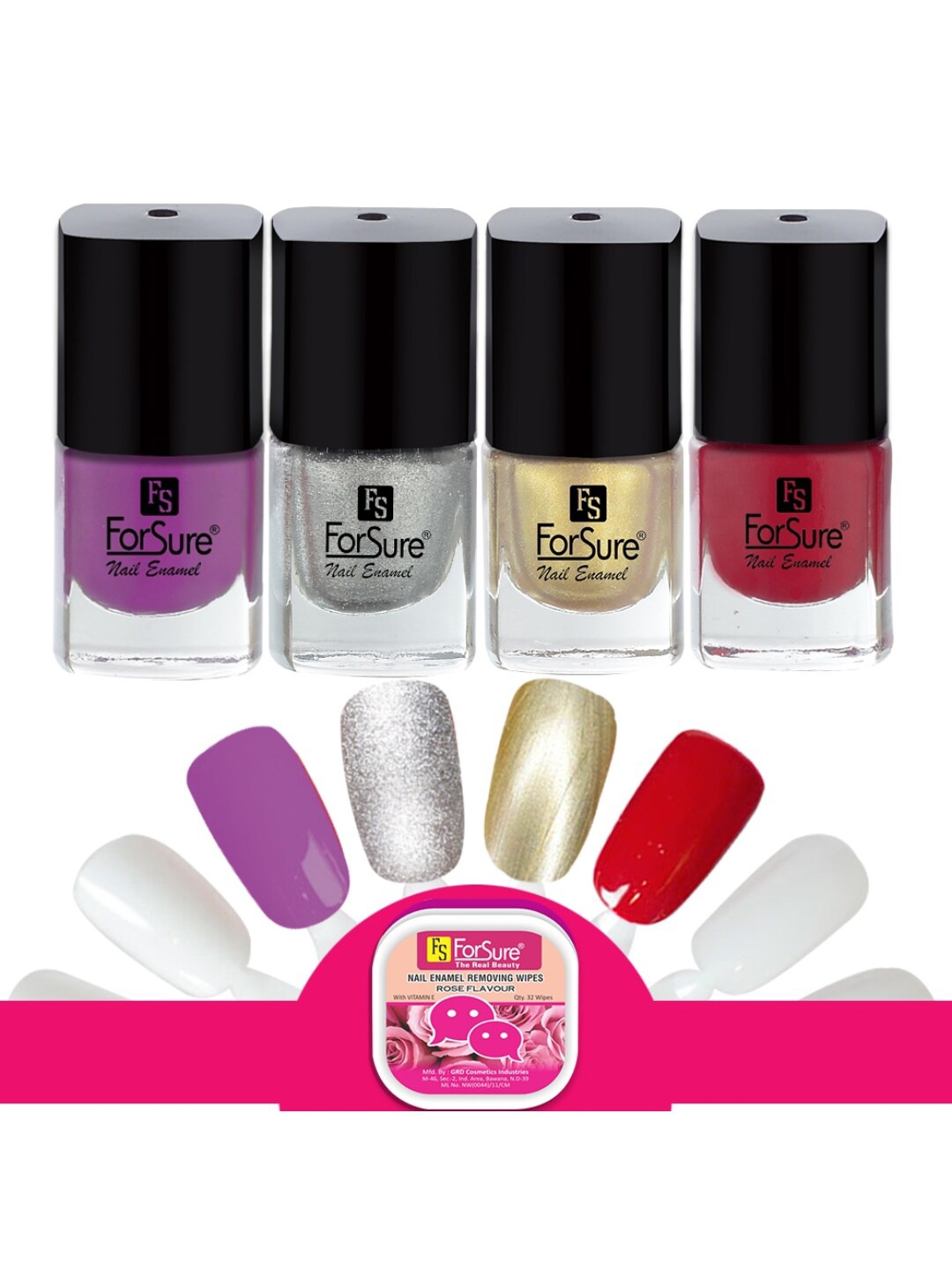 

ForSure Trendy Quick Dry Set of 4 Nail Paints - 5ml Each - 104 - 105 - 106 - 109, Multi