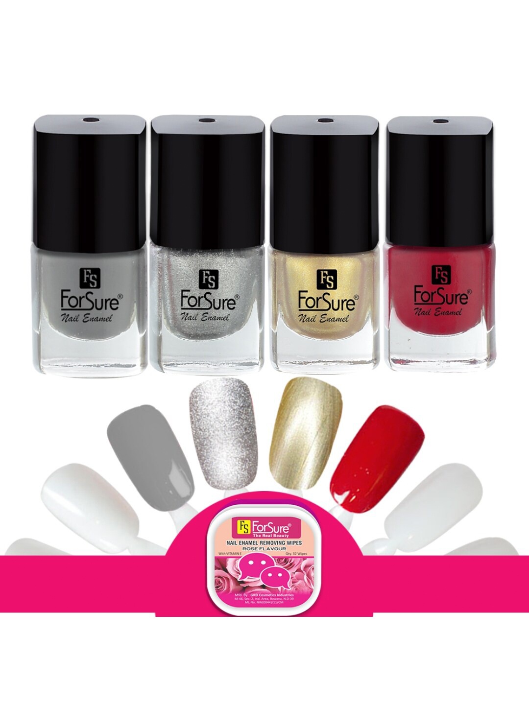 

ForSure Trendy Quick Dry Set of 4 Nail Paints - 5ml Each - 104 - 105 - 106 - 110, Multi