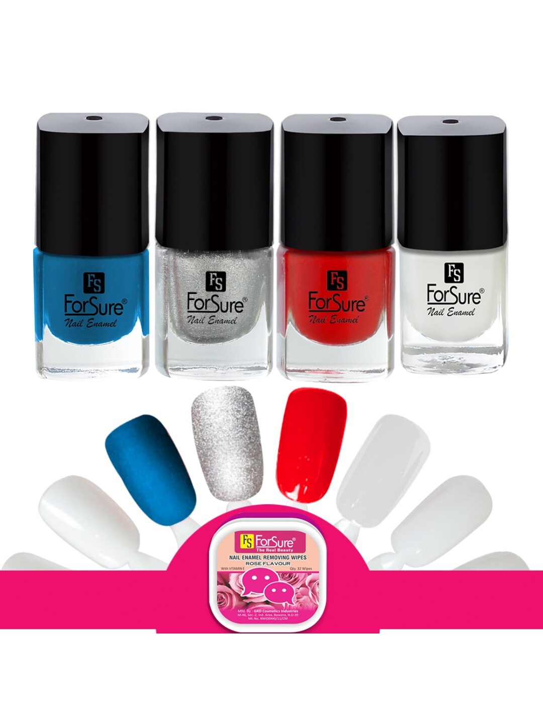 

ForSure Trendy Quick Dry Set of 4 Nail Paints - 5ml Each - 105 - 107 - 112 - 115, Multi