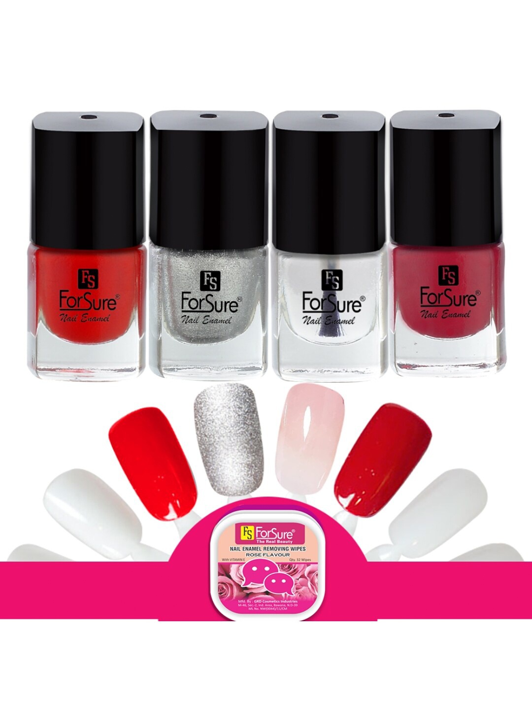

ForSure Trendy Quick Dry Set of 4 Nail Paints - 5ml Each - 105 - 106 - 107 - 114, Multi