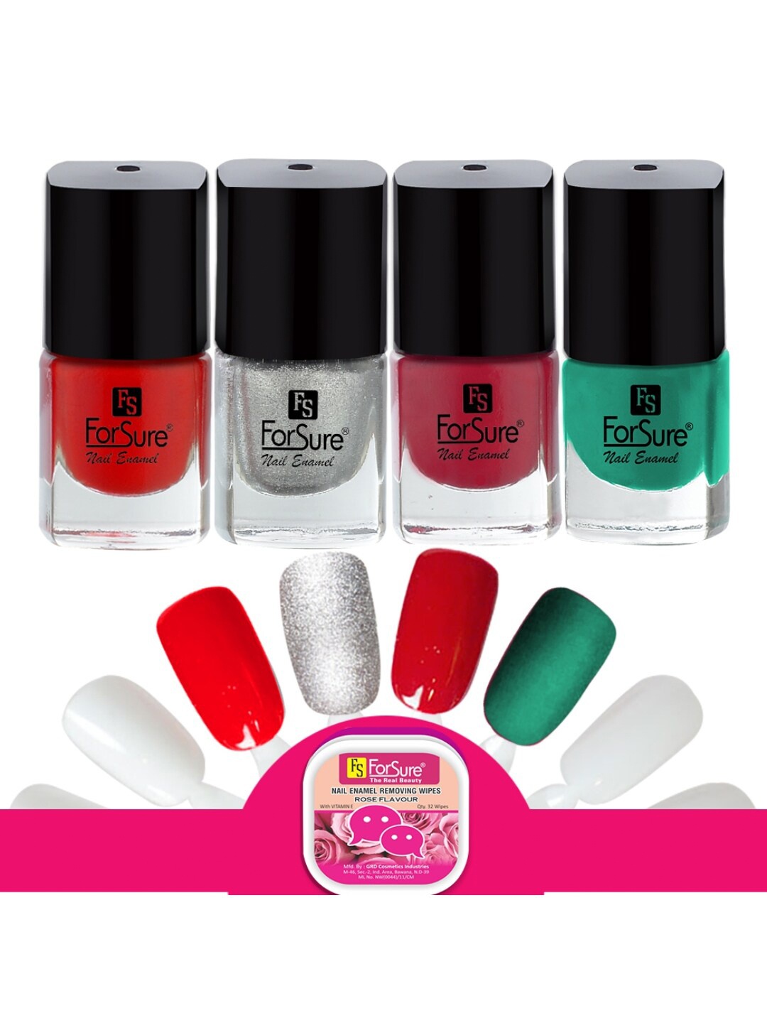 

ForSure Trendy Quick Dry Set of 4 Nail Paints - 5ml Each - 105 - 106 - 107 - 117, Multi