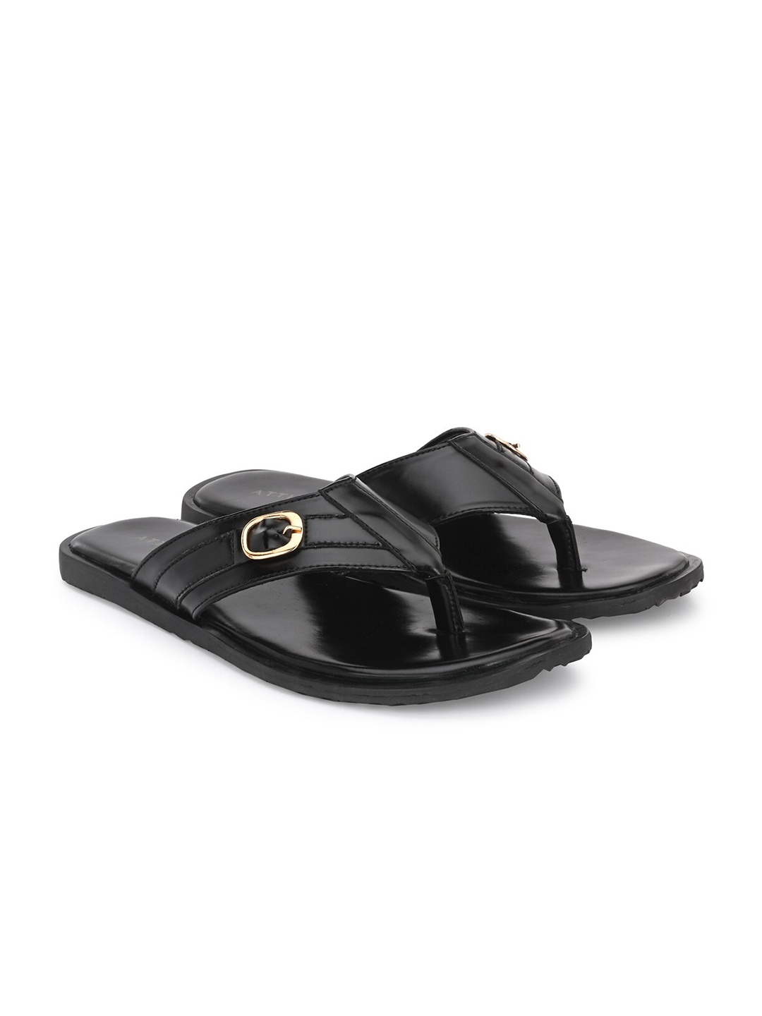 

ATTITUDIST Men Buckled Thong Flip-Flops, Black