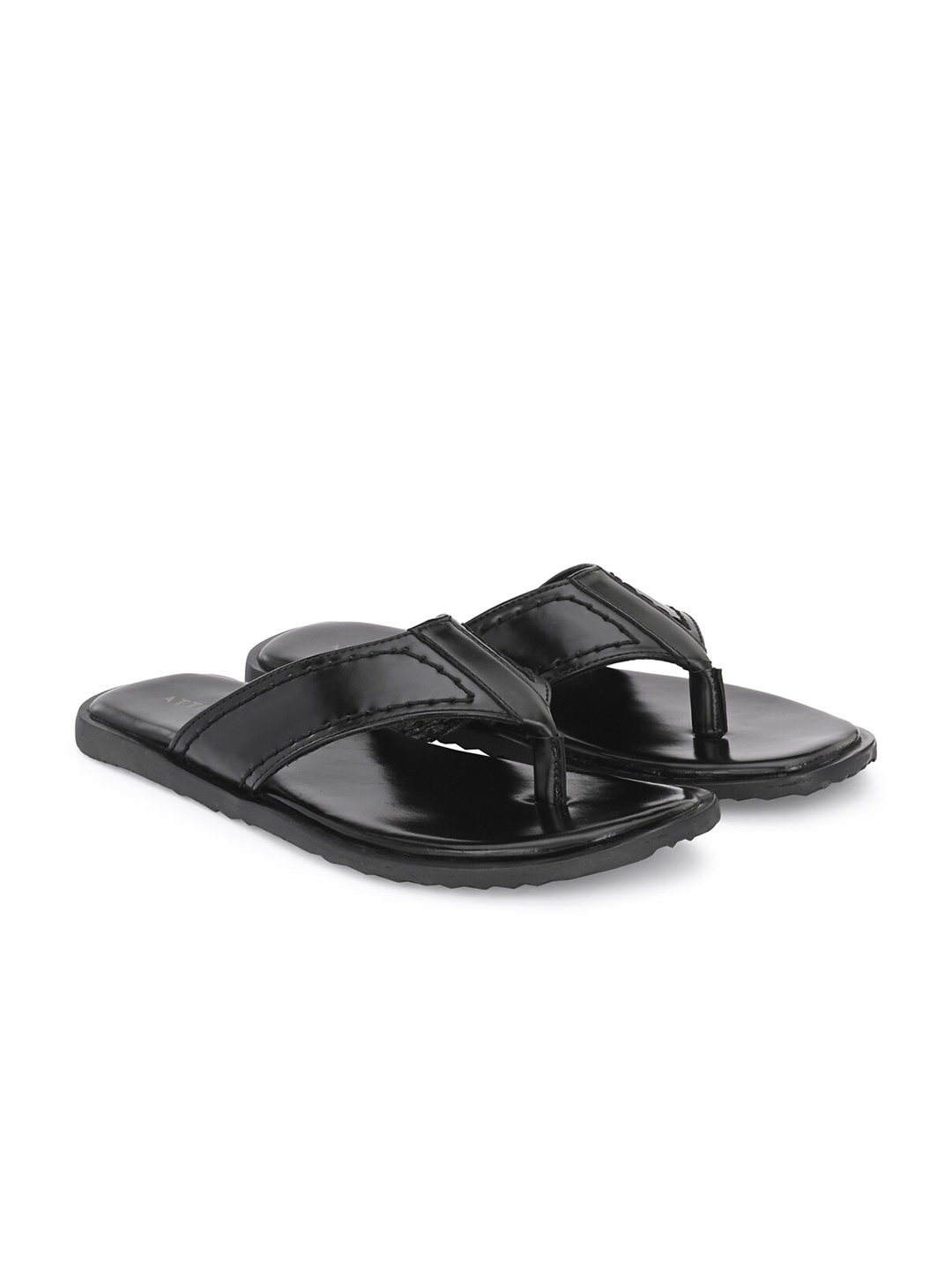 

ATTITUDIST Men Double Stitched Comfort Sandals, Black