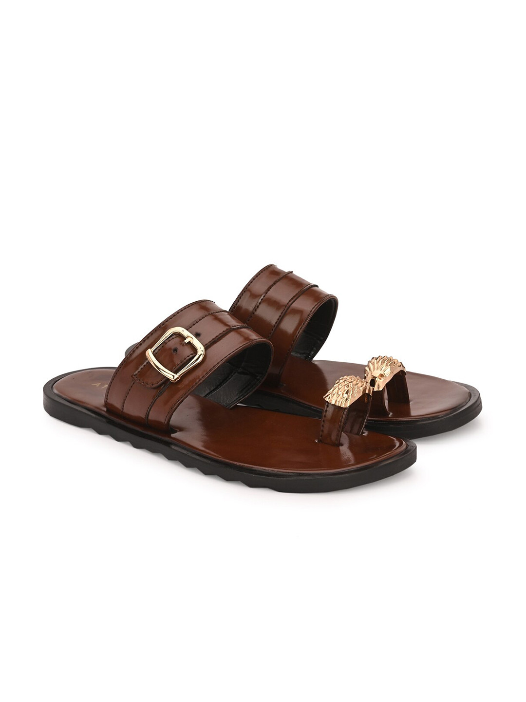 

ATTITUDIST Men One Toe Comfort Sandals, Brown