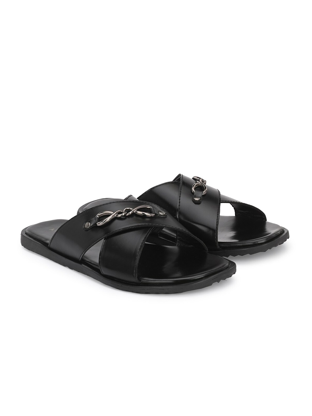 

ATTITUDIST Men Buckled Comfort Sandals, Black