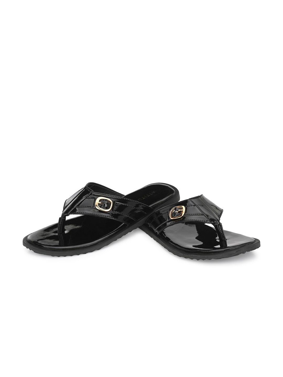 

ATTITUDIST Men Buckled Thong Flip-Flops, Black