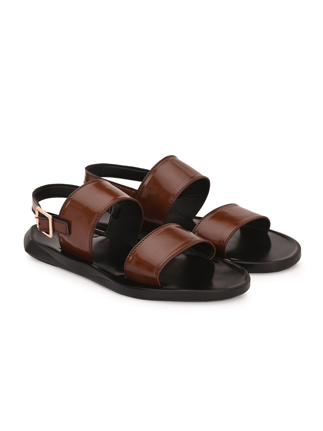 

ATTITUDIST Men Double Strap Comfort Sandals, Brown