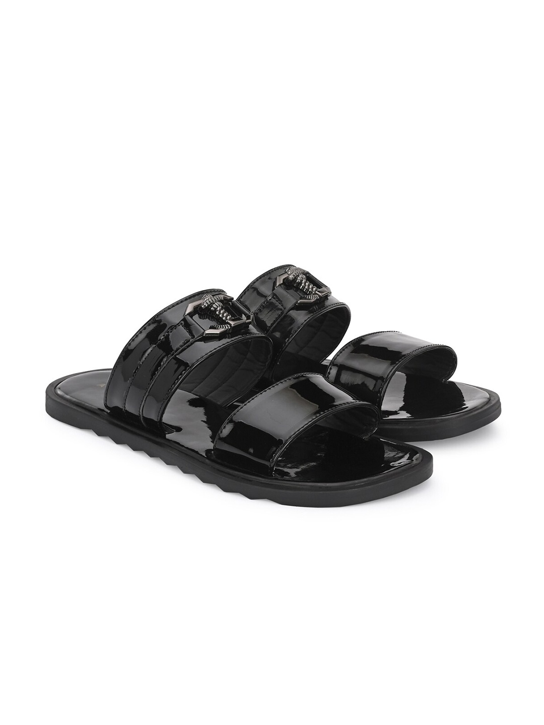

ATTITUDIST Men Double Strap Comfort Sandals, Black