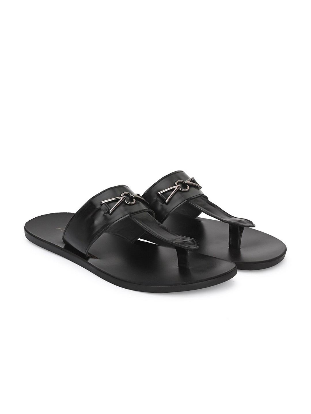 

ATTITUDIST Men Buckled Thong Flip-Flops, Black
